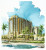 Watercolor Architectural Rendering - Waterside Hotel