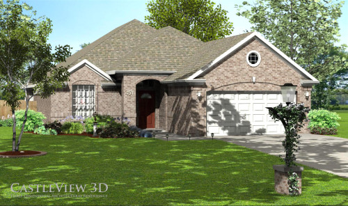 3D Rendering: Landscaped exterior - daytime view