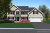 3D Rendering: New home plan - exterior view with landscaping