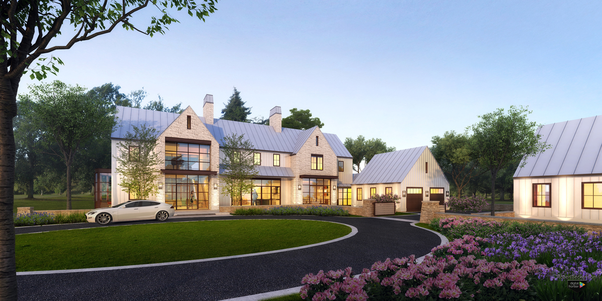Modern Farmhouse digital rendering