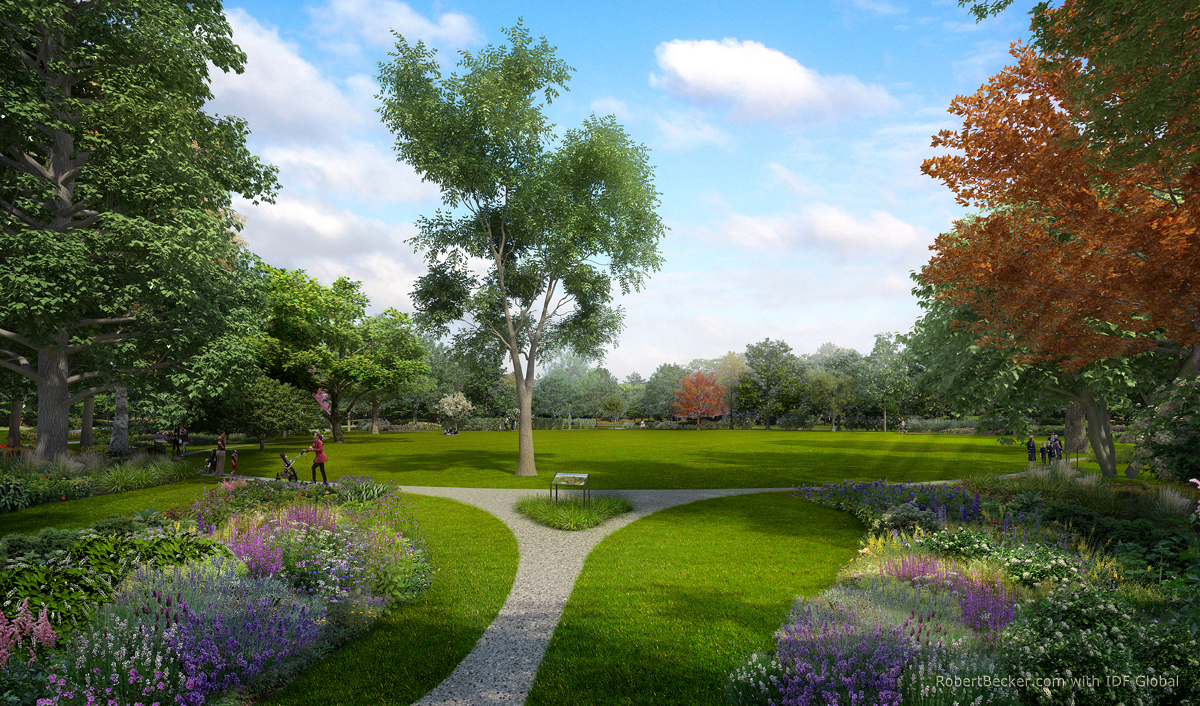 Arboretum digital photorealistic 3D rendering