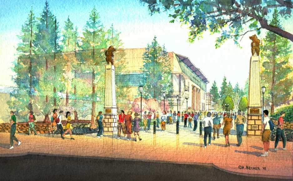 Spieker Plaza UC Berkeley watercolor rendering