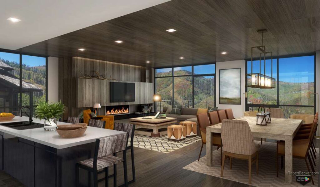 One Empire Pass great room rendering