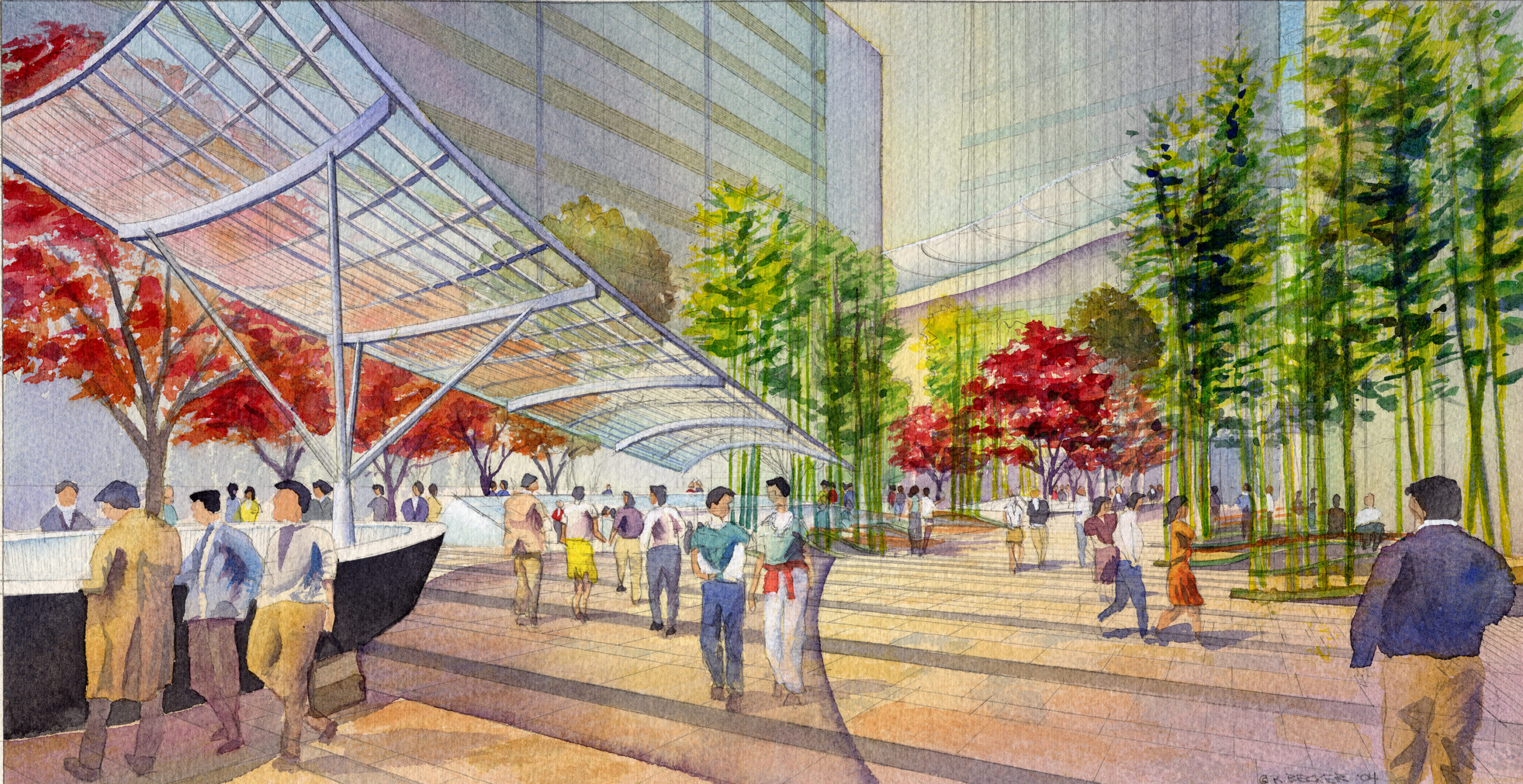 EDAW Roppongi canopy watercolor master plan