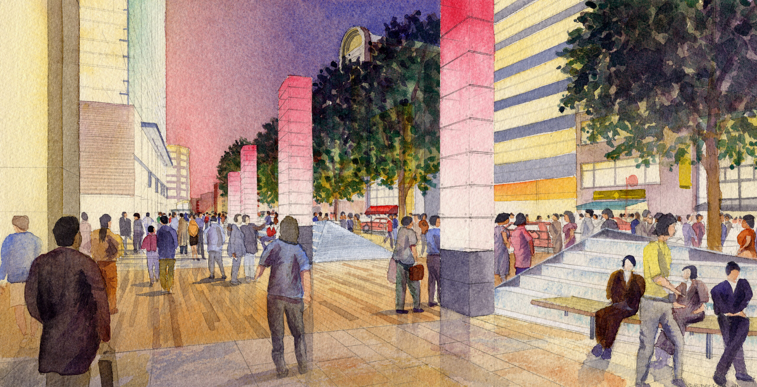 EDAW Roppongi street watercolor master plan