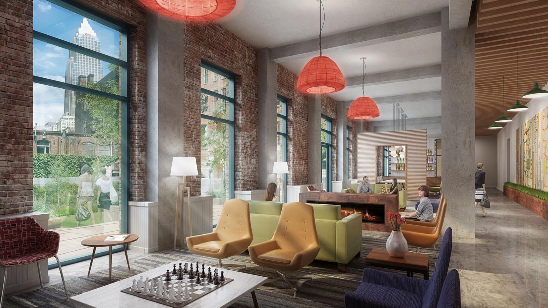 Worthington Yards lobby CGI rendering