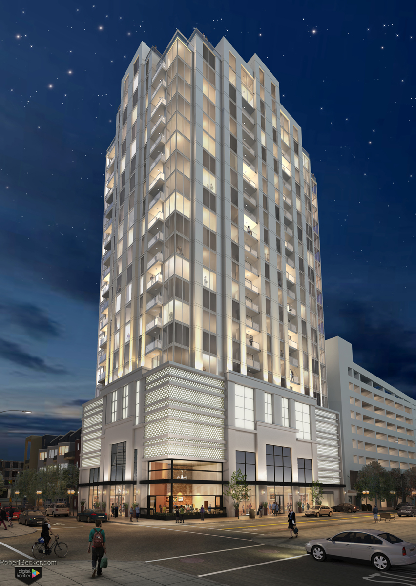 23rd and Webster Oakland mixed use rendering night