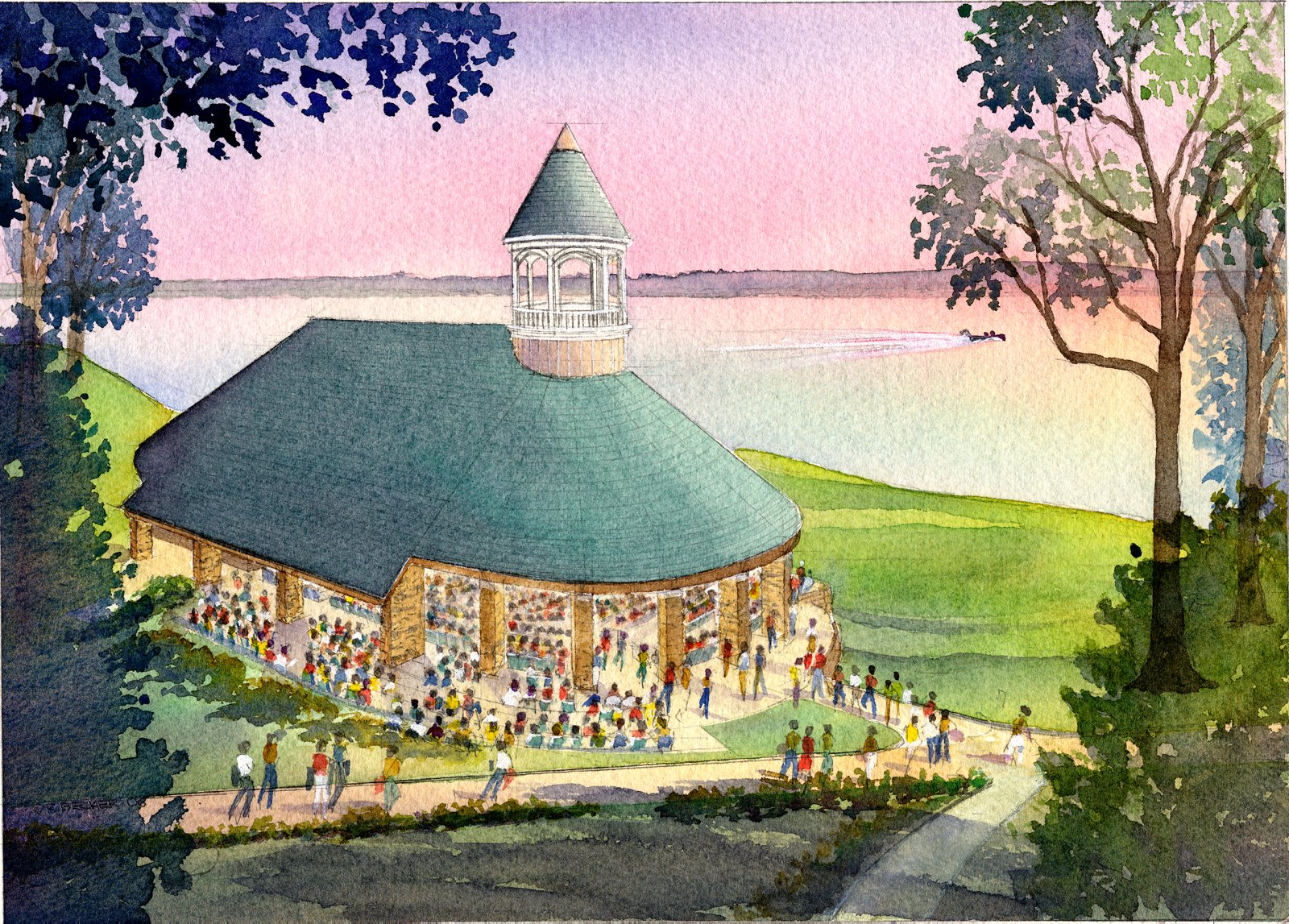 SGA Aurora aerial watercolor sketch