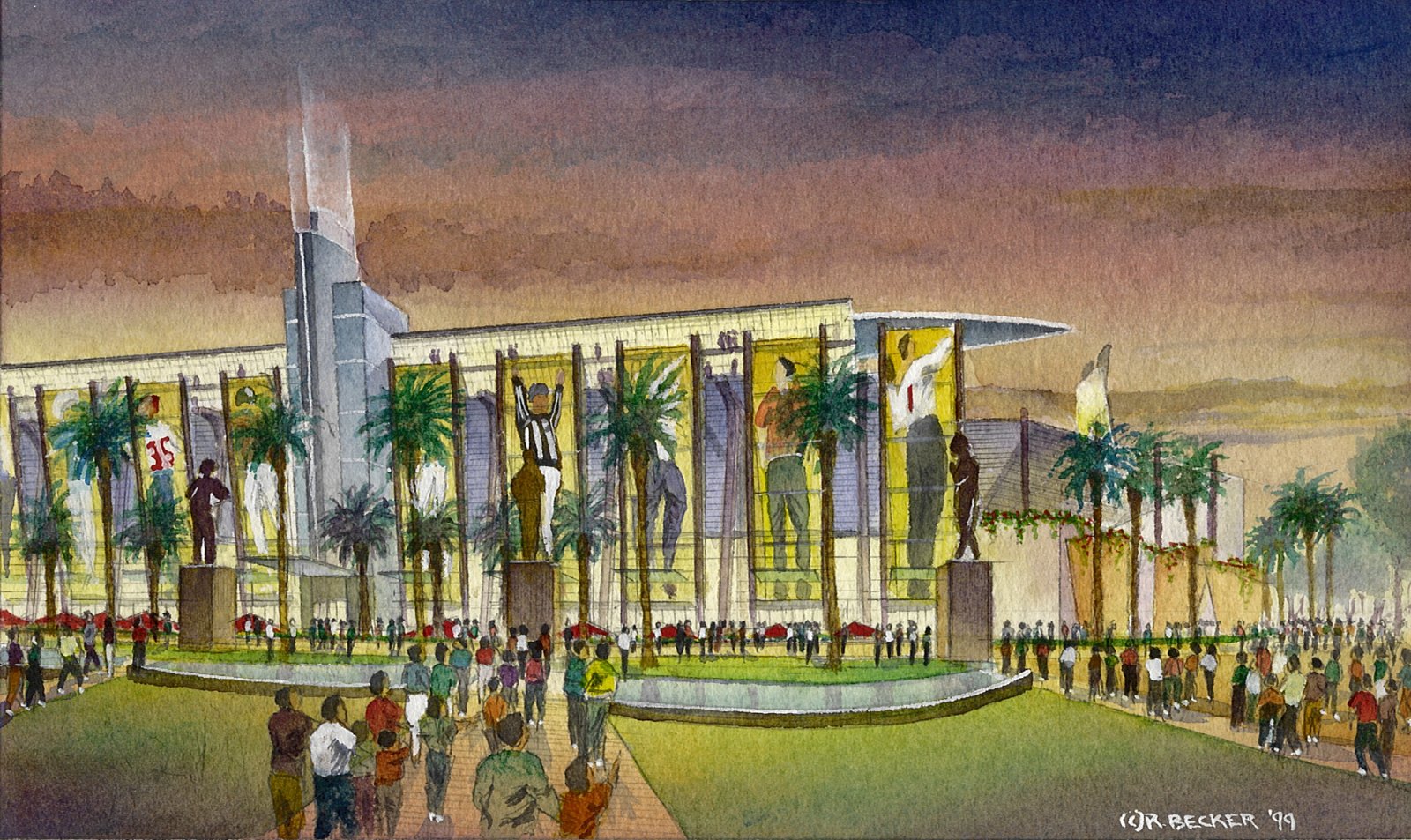 Hollywood Park NFL ground watercolor sketch