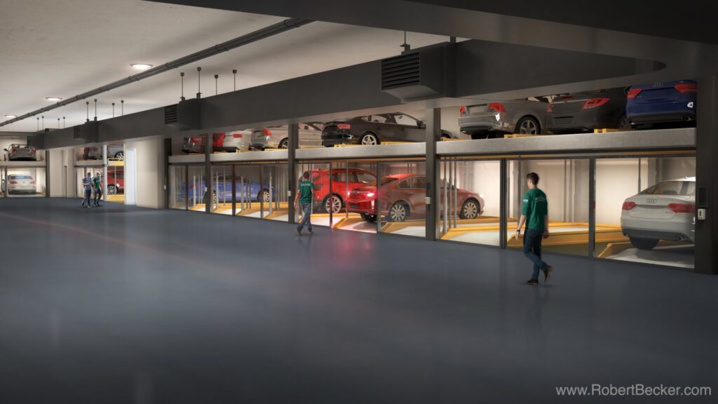 Automated parking amenity rendering