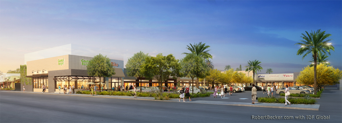 Sherman Oaks strip mall rendering view 1