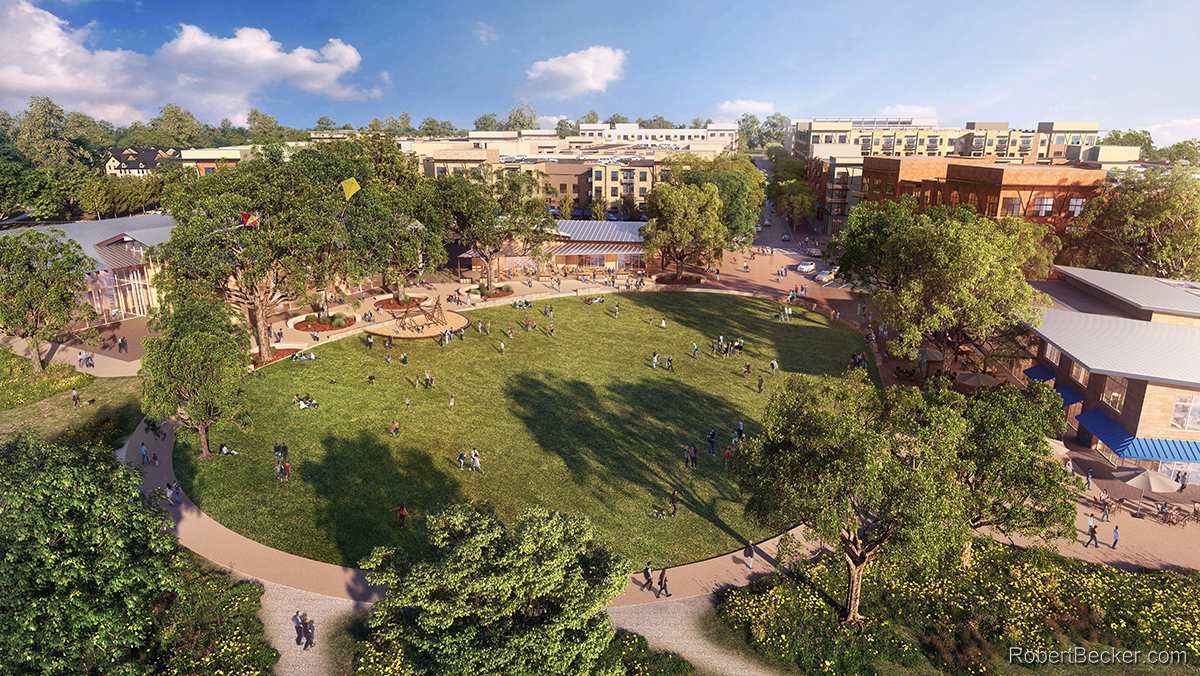 Aerial architectural rendering