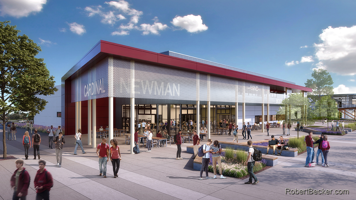 High school architectural rendering
