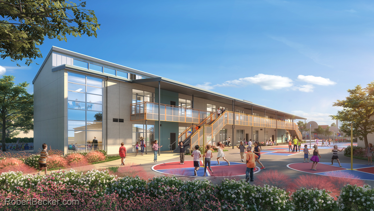 Elementary school architectural rendering