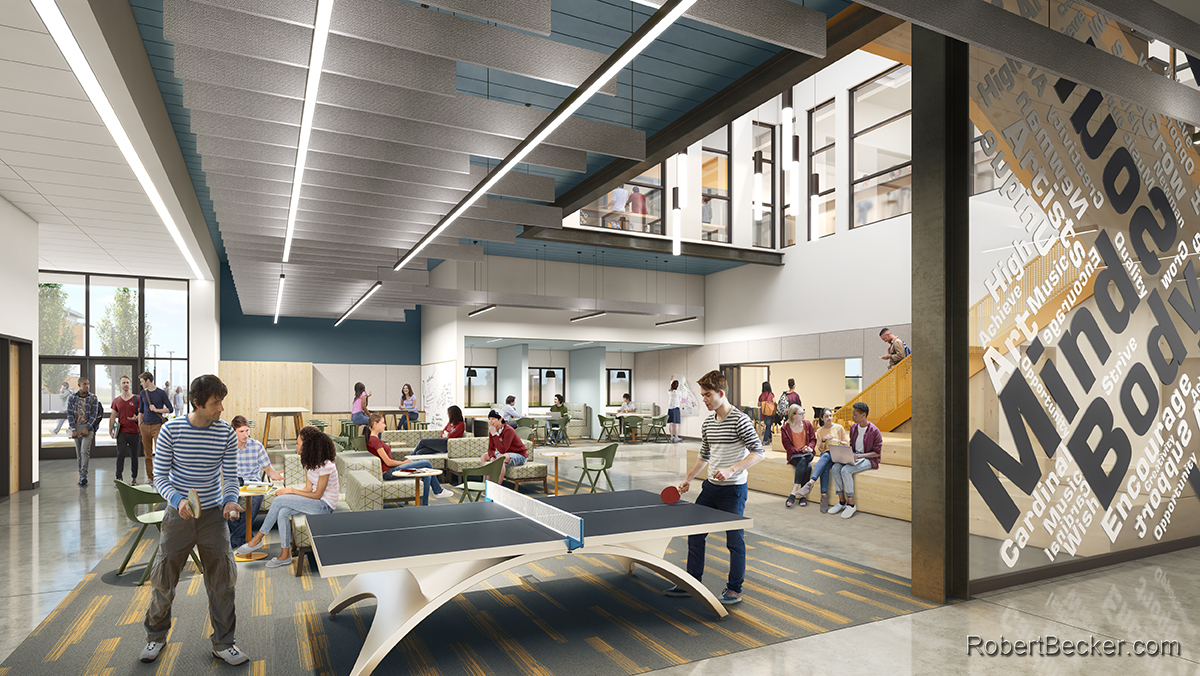 High school architectural rendering