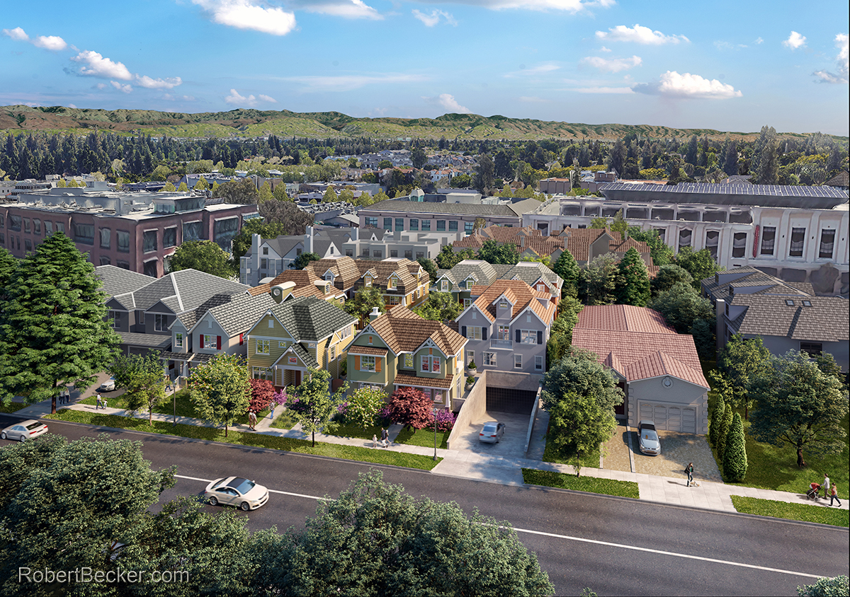 Aerial architectural rendering