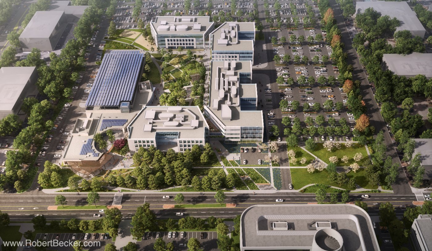 350 Ellis aerial rendering, Mountain View CA