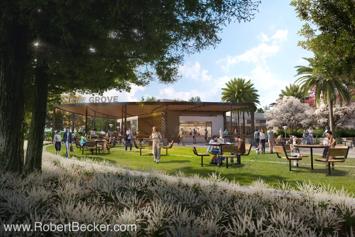 The Grove amenity landscape rendering, 350 Ellis