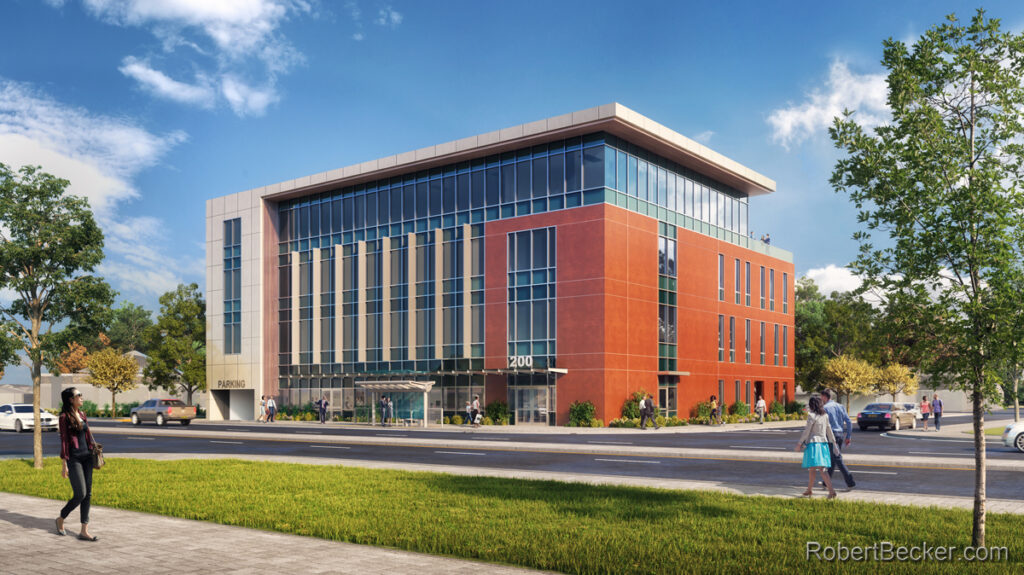200 N Bascom San Jose medical office building rendering for Ratcliff Architects. San Jose, CA.